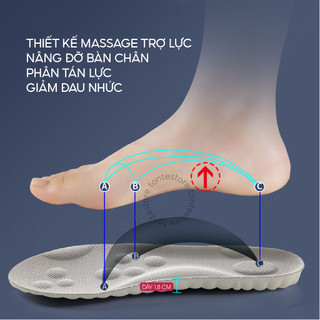 Lót giày massage chân 4D cao cấp cho vận động mạnh lưu thông cửu huyệt, 3 lớp đàn hồi,thấm hút, thoáng khí LG05