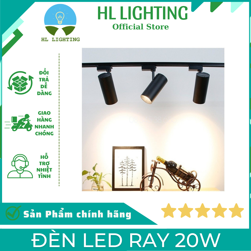 Đèn Led Rọi Ray Ống Bơ 20W, Vỏ Đen, Trắng Dùng Trang Trí Rọi Tranh ...