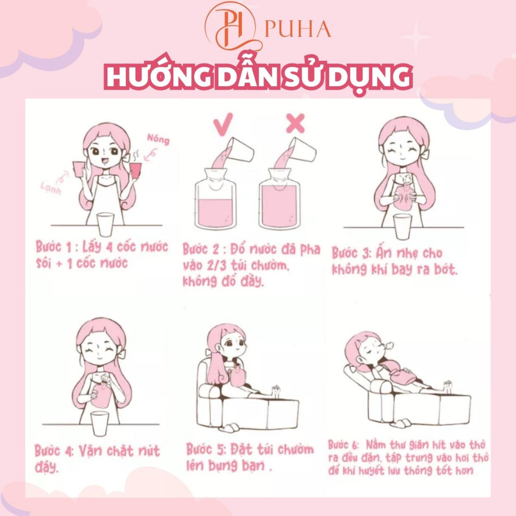 Ảnh Túi chờm bụng kinh PUHA 500ml, sưởi ấm nóng giảm đau cho bạn nữ, quà tặng bạn gái ngày dâu 4