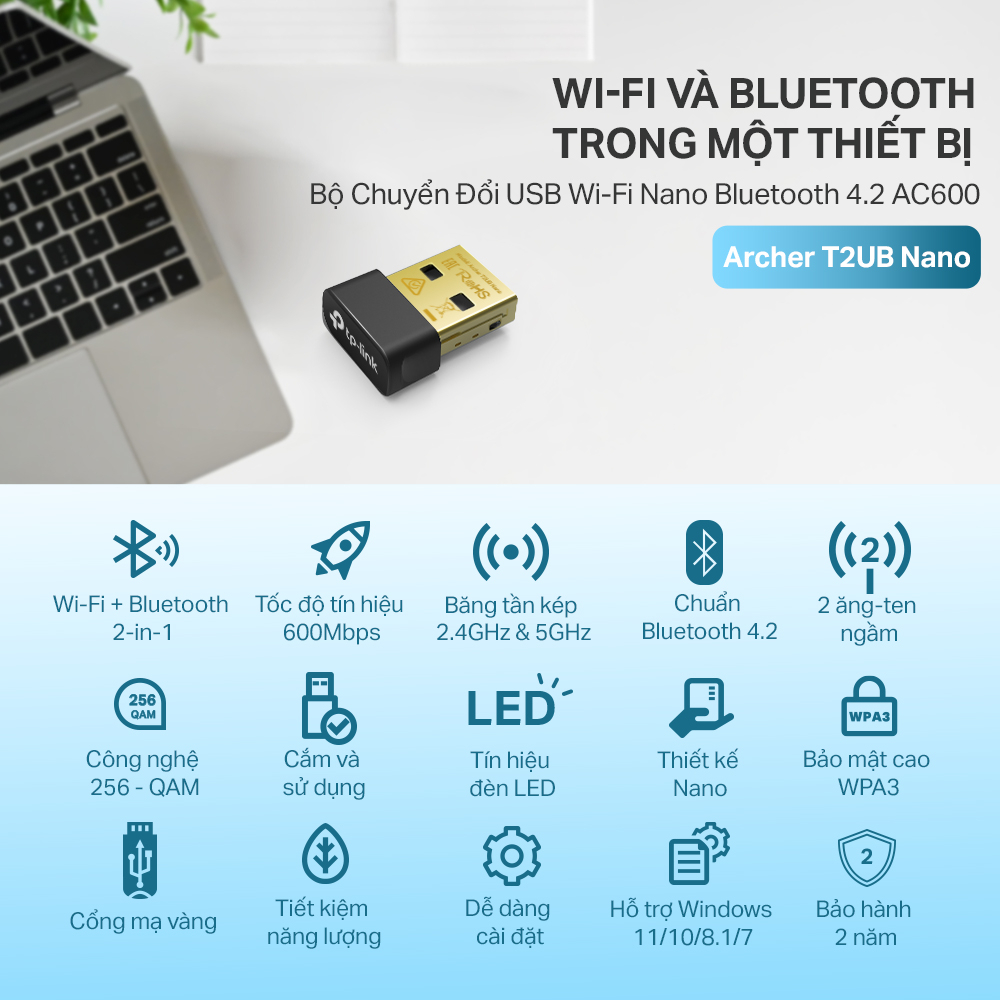 Đánh Giá TP-Link Archer T2UB Nano: USB Wifi AC600 & Bluetooth 4.2 Siêu Nhỏ Gọn