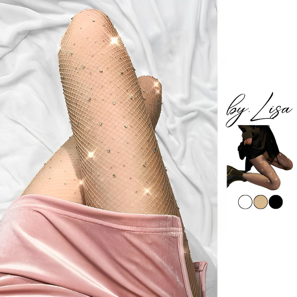 Quần tất lưới đính đá bling bling lấp lánh sexy quyến rũ che khuyết điểm, quần tất da ánh nhũ lấp lánh ánh nhũ by.Lisa