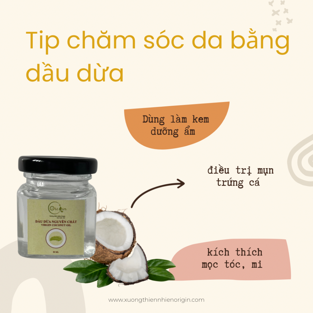 Dầu dừa nguyên chất ủ tóc, trị rạn da dành cho bà bầu - Dầu dừa Origin hũ 50ml
