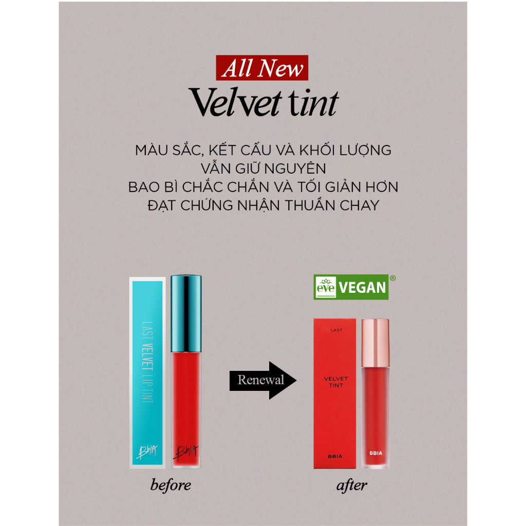 Ảnh Son Kem Lì Thuần Chay Bbia Last Velvet Tint - V Edition - Version 8 (5 màu) 5g Bbia 1