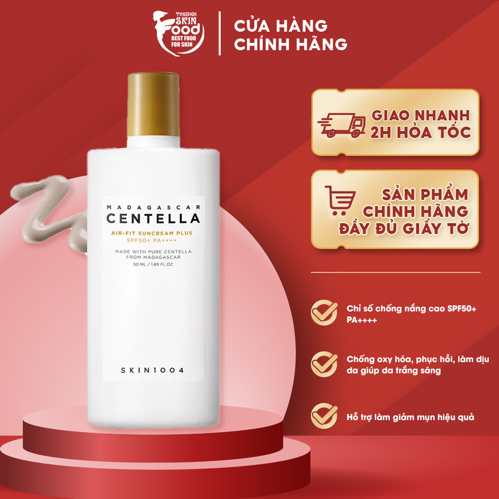 Kem Chống Nắng Lành Tính Dành Cho Da Nhạy Cảm Skin1004 Madagascar Centella Air-Fit Suncream Plus SPF50+ PA++++ 50ml