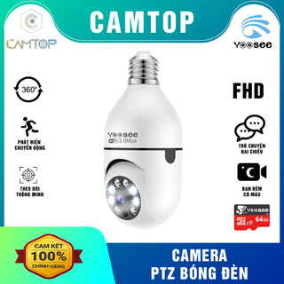 Camera Yoosee PTZ bóng đèn xoay 360 độ - 5.0Mpx FHD1080p hình ảnh chất lượng rõ nét - Ban đêm có màu - báo động chống tr