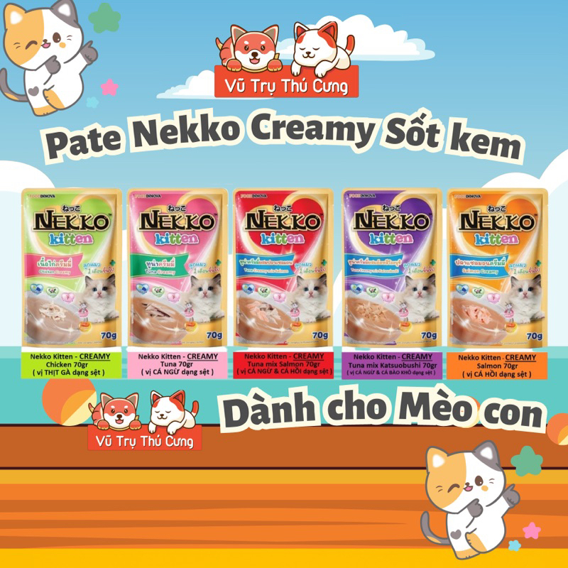 Pate Nekko Creamy Kitten cho Mèo con sốt kem gói 70g