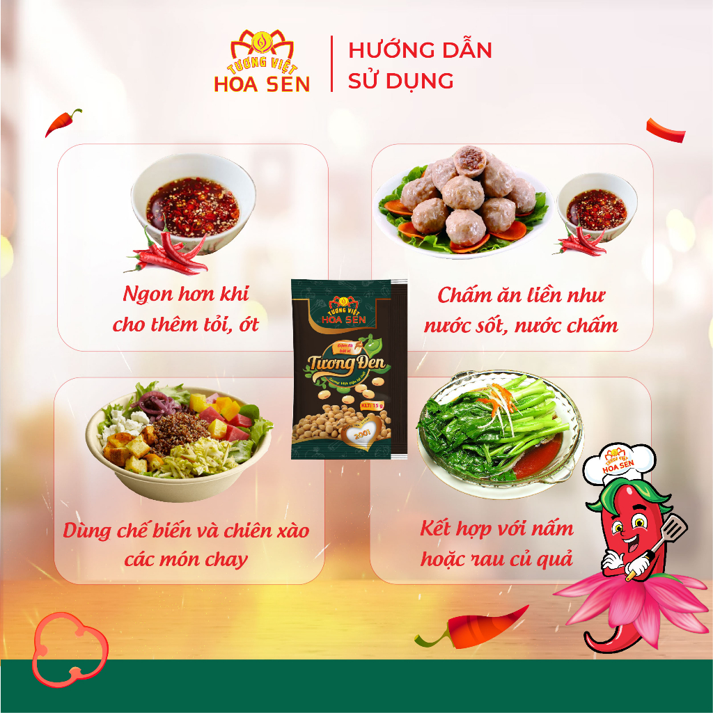 Tương đen gói 15g MM bịch 100 gói tiện lợi-Tương Việt Hoa Sen