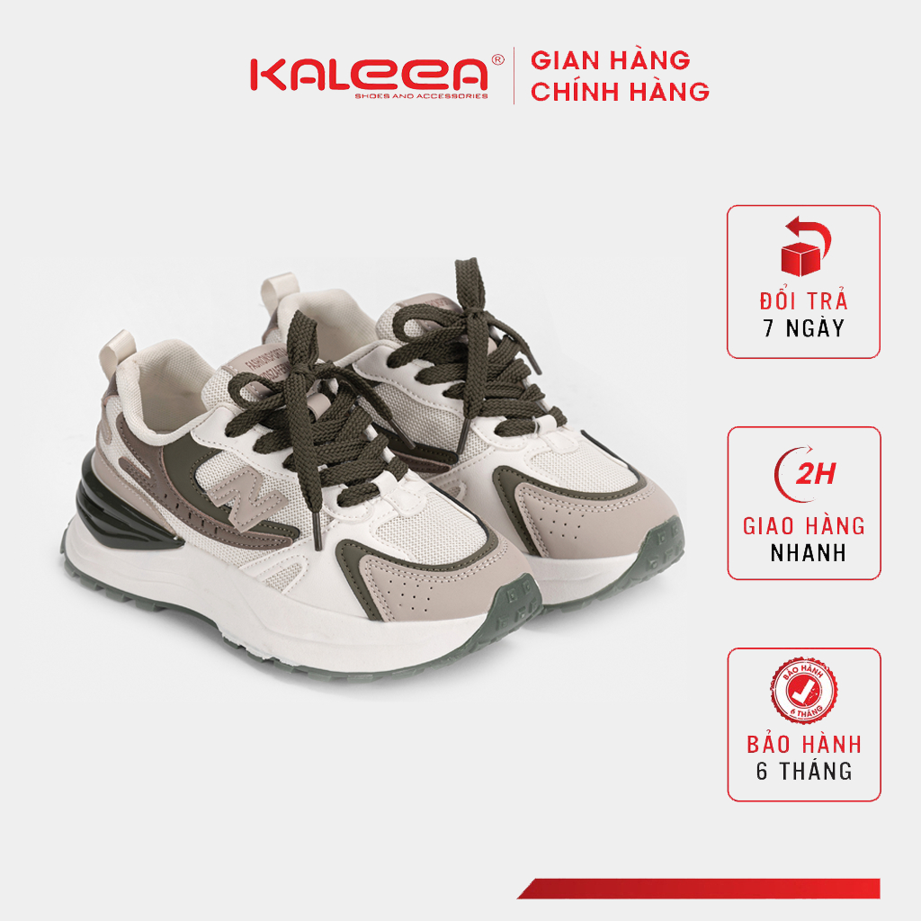 Giày Thể Thao Nữ Sneaker Đế Cao 4p T89 Kaleea Màu Be Chất Lưới Dệt Kim Cao Cấp Mềm Mại Thoáng Chân Chạy Bộ Đi Chơi