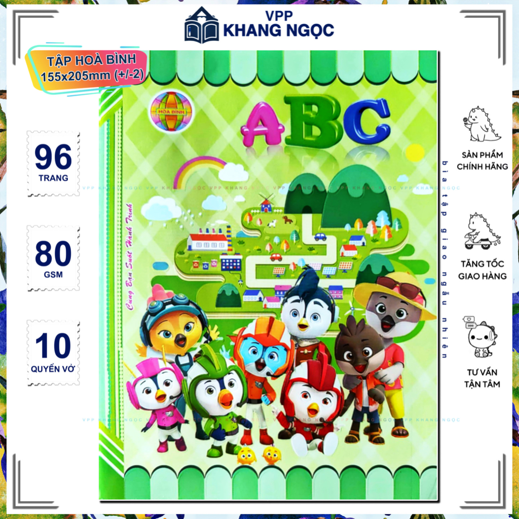 Lốc 10 Quyển Tập Học Sinh 96 Trang ABC Hoà Bình, Giấy 80gsm Khổ A5 ...