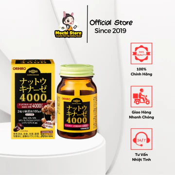 Viên Uống Hỗ Trợ Ngăn Ngừa Đột Quỵ Orihiro Natto Kinase 4000FU Nhật Bản, Hộp 60 viên