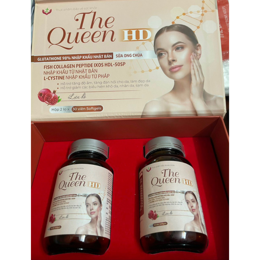 [TẶNG SIRO HO 65K] The Queen HD - Trắng sáng da, Mờ thâm - Lọ 30 Viên