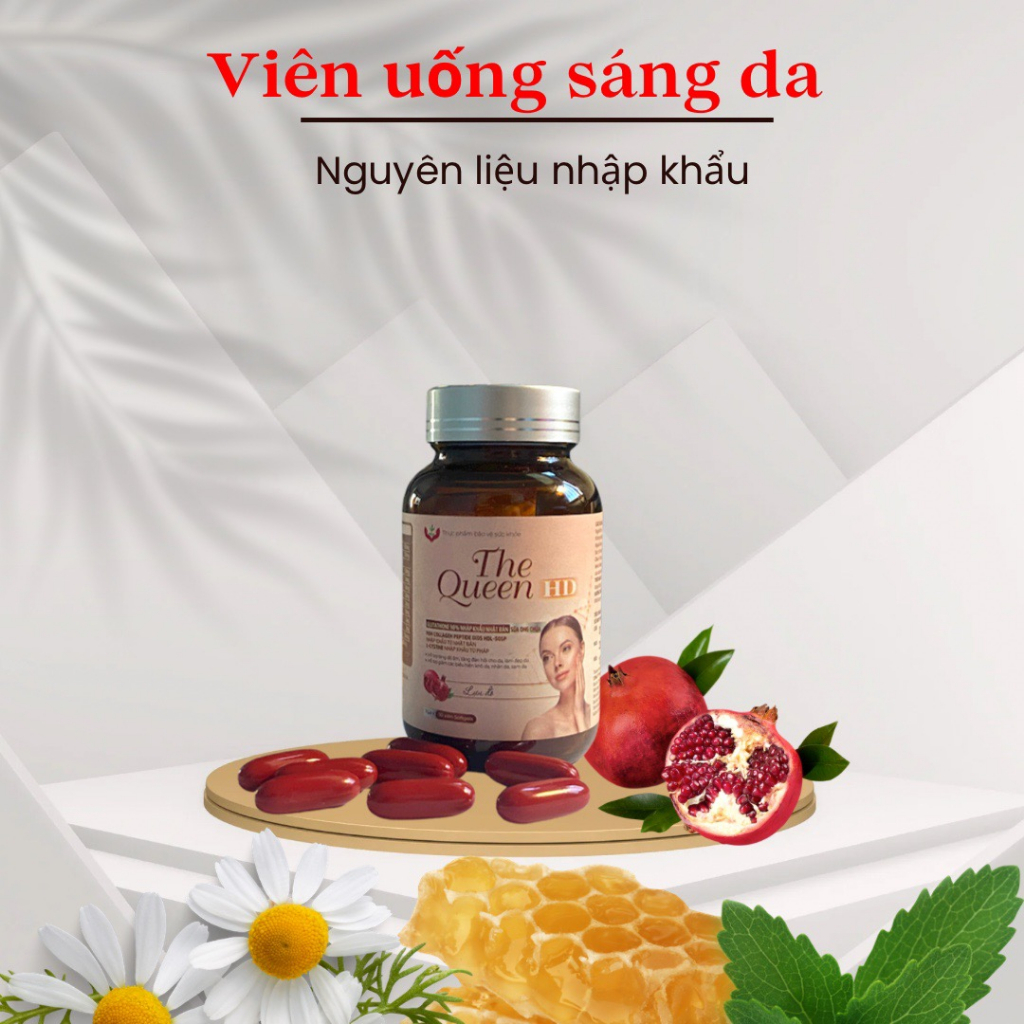 [TẶNG SIRO HO 65K] The Queen HD - Trắng sáng da, Mờ thâm - Lọ 30 Viên