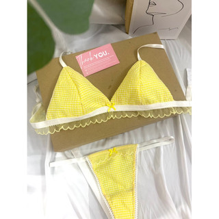 Set đồ lót, áo bralette muslin xinh xắn, không gọng có mút