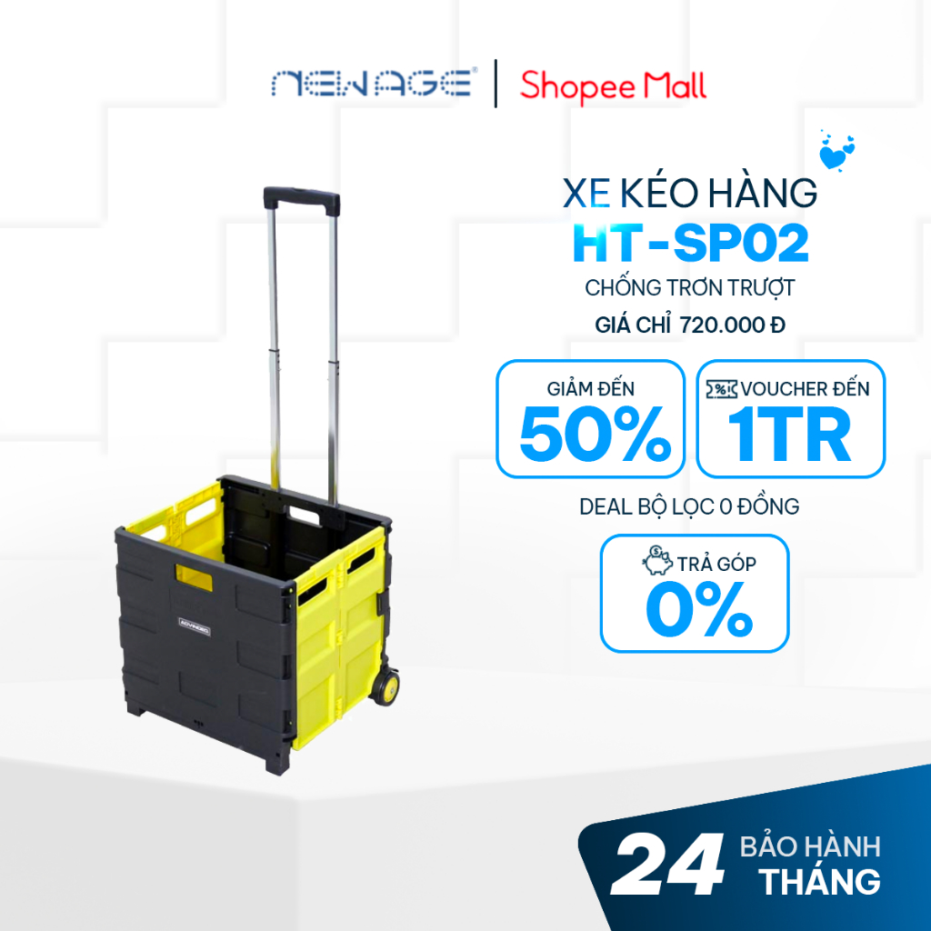 Xe kéo đi chợ gấp gọn 2 bánh đa năng ADVINDEQ HT-SP02, tải trọng 35kg, công nghệ cao cấp, bảo hành 12 tháng