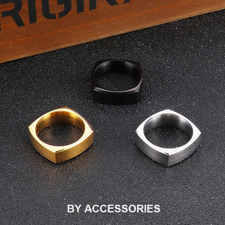 Nhẫn nam titan trơn form vuông kiểu nhám phẳng 4 mặt không đen không gỉ bản 8mm màu đen màu bạc MR2306