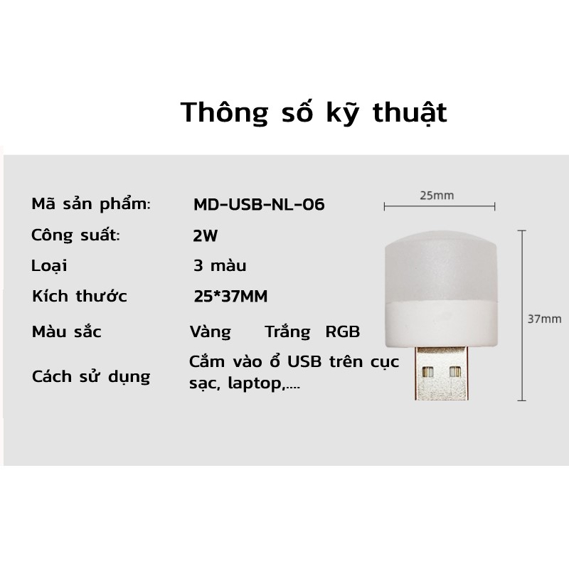 Ảnh Đèn LED USB Mini MODI SOLAR, Đèn Ngủ LED USB Mini Đọc Sách Bảo Vệ Mắt, Trang Trí Phòng Nhỏ Gọn 4