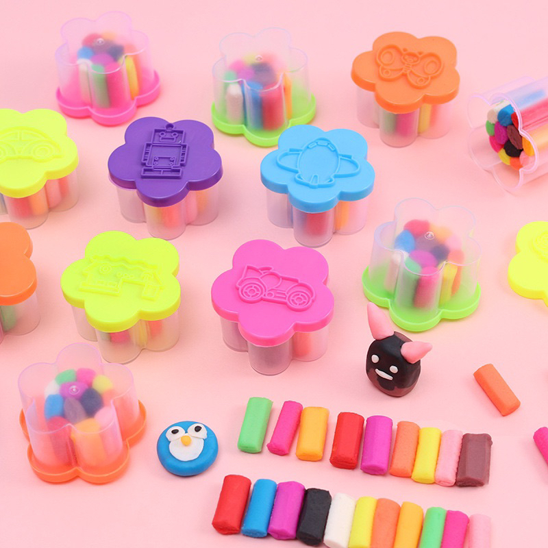 combo 6 Đồ chơi hộp đất nặn mini 12 màu – đất sét siêu nhẹ plasticine cho bé thủ công cho bé