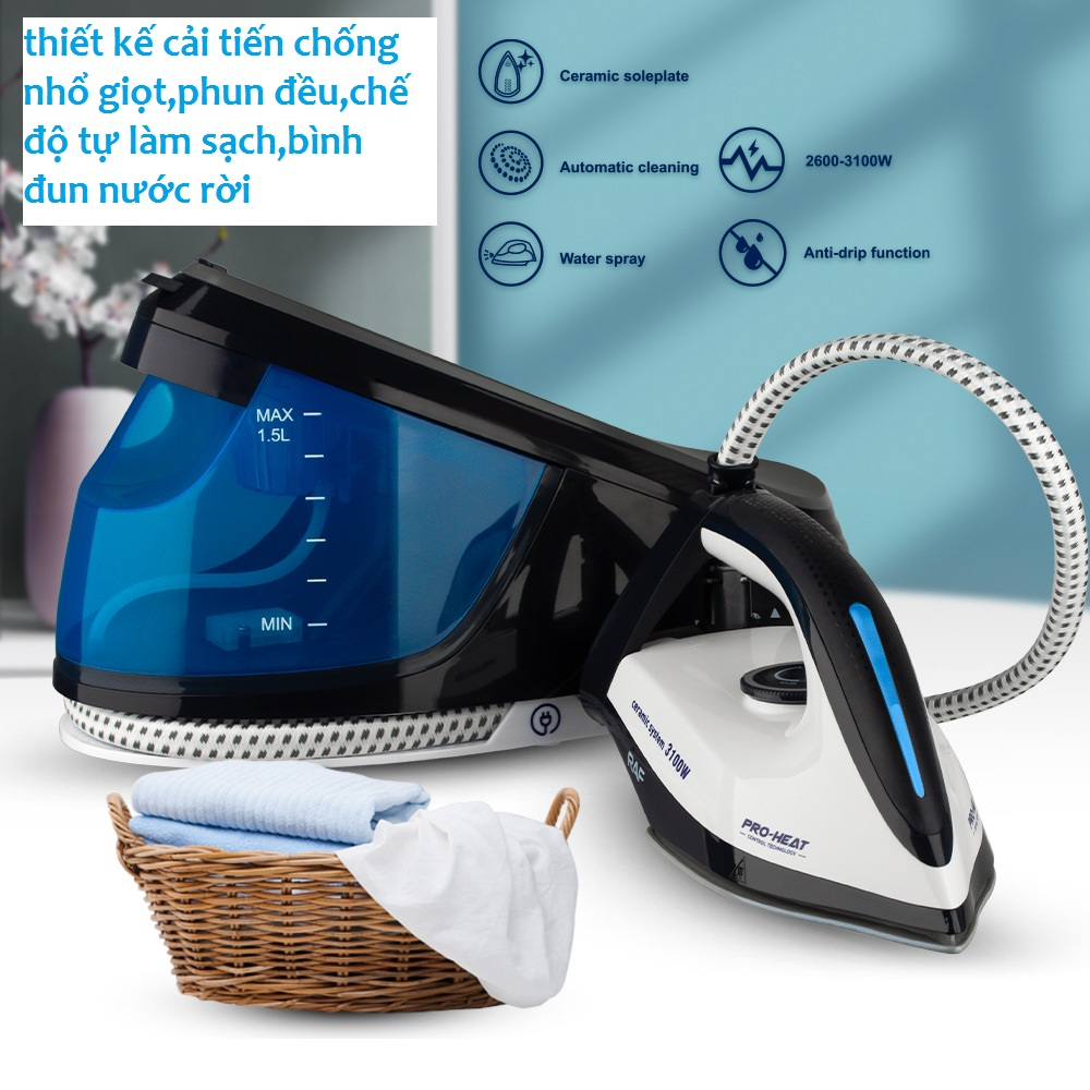 Bàn ủi  công nghiệp hơi nước BÌNH ĐUN RỜI KIỂU MỚI 3100W-có khả năng chống cháy quần áo.-cao cấp