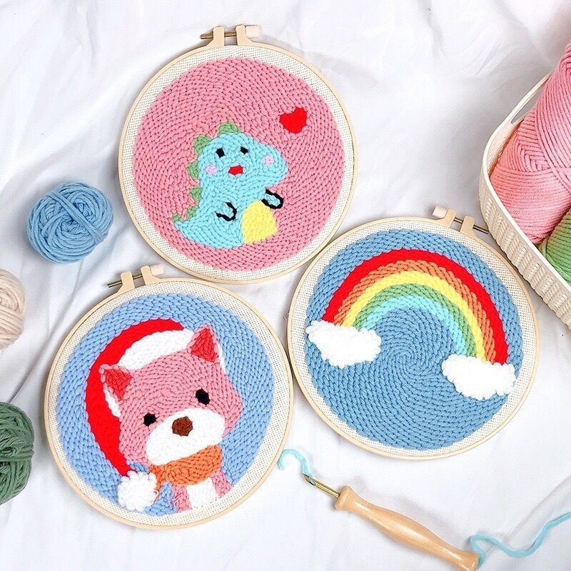 (Đầy đủ phụ kiện) Set tranh thêu len DIY đủ phụ kiện nhiều mẫu mã đẹp ...