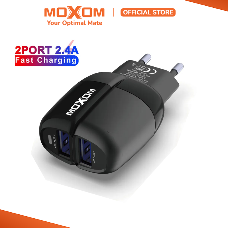 Củ sạc nhanh AUTO-ID MOXOM HC48 2 cổng USB QC 3.0 2.4A sạc nhanh cho iPhone, Samsung, Xiaomi, Huawei, Oppo