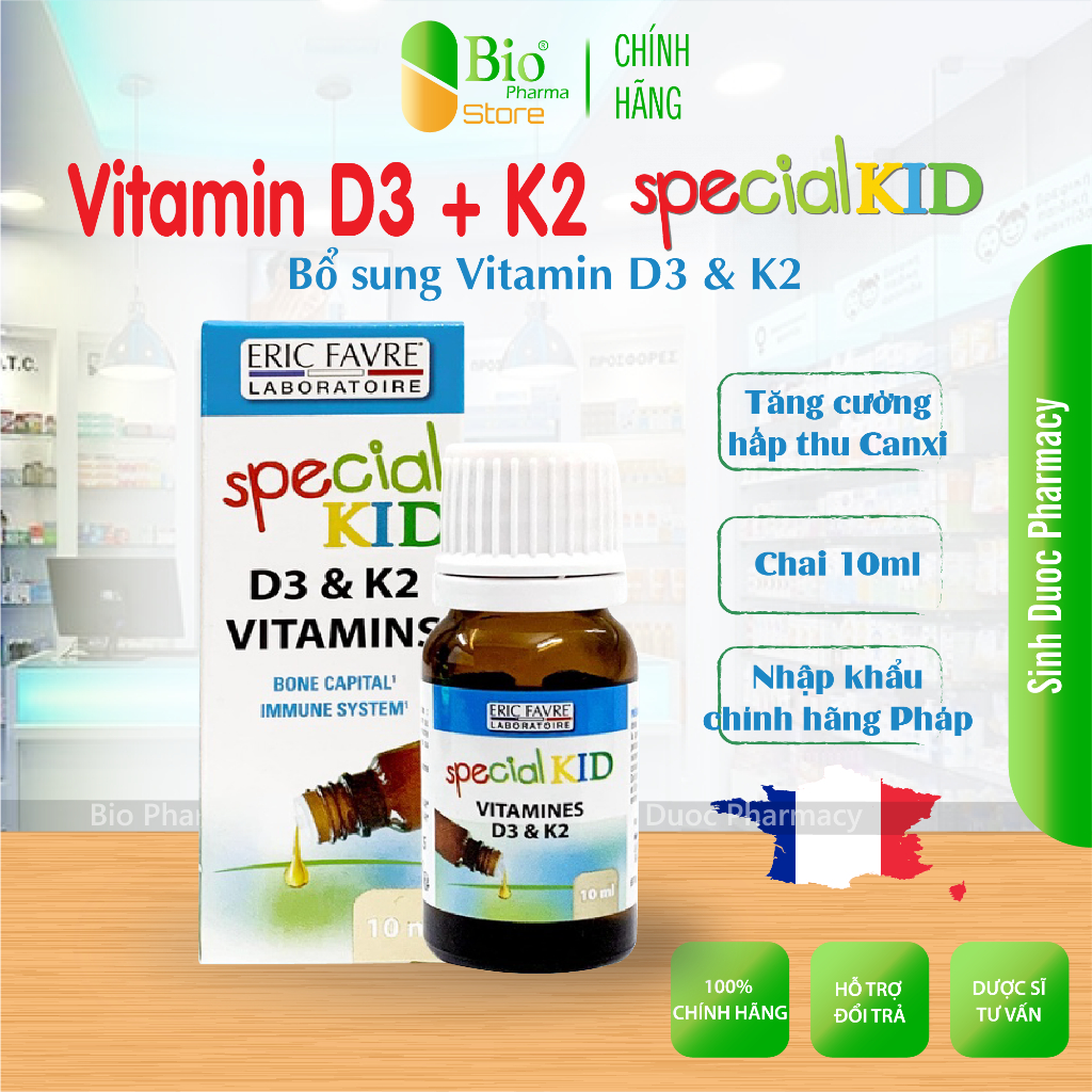 Bổ sung Vitamin D3 + K2 dạng nhỏ giọt cho bé, tăng cường hấp thu canxi