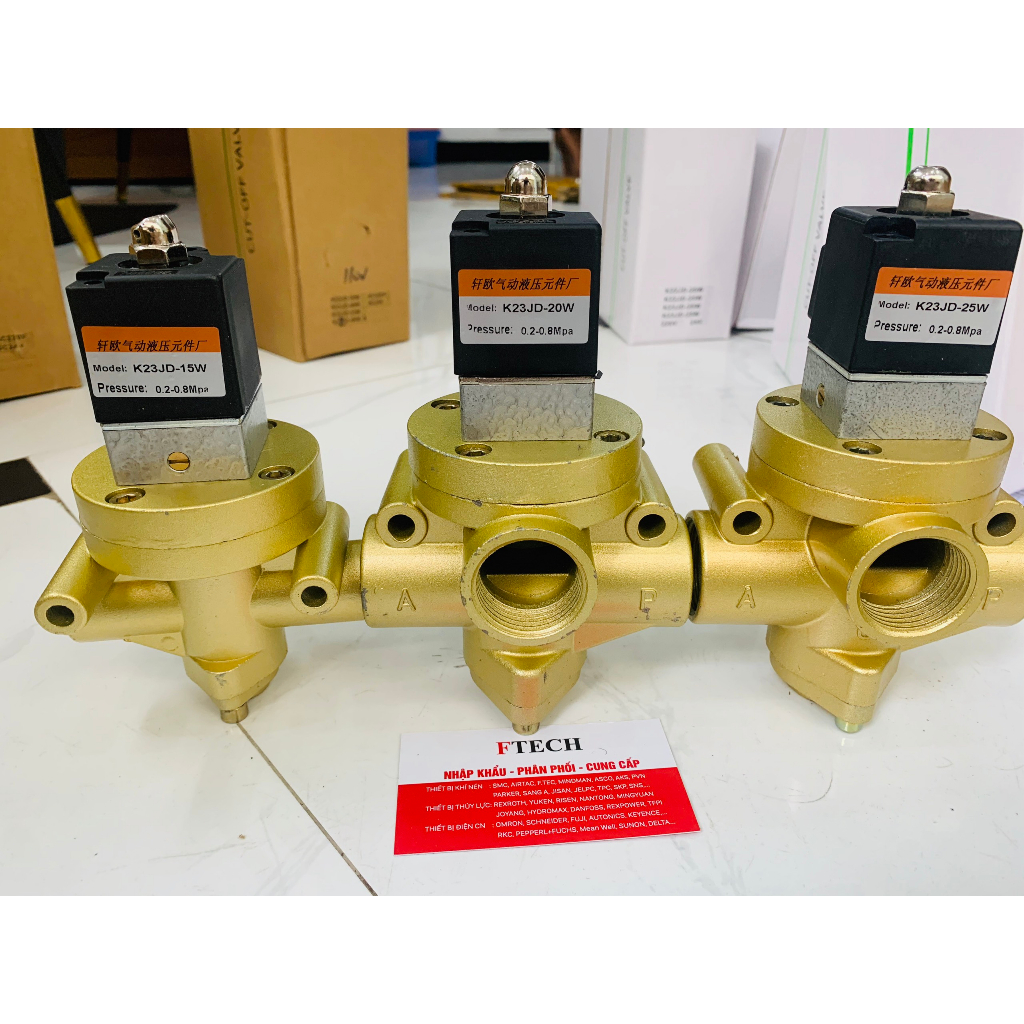 Van 3/2 K23JD-20W (DN20 ren 27) K23JD-20W (DN25 ren 34) điện 220VAC và ...