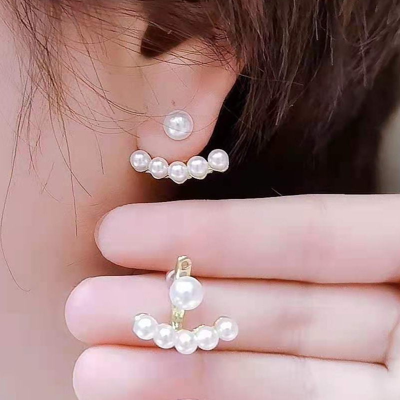Bông tai, khuyên tai ngọc trai đính đá nhân tạo phụ kiện cô dâu đi tiệc phụ kiện cao cấp phong cách hàn quốc