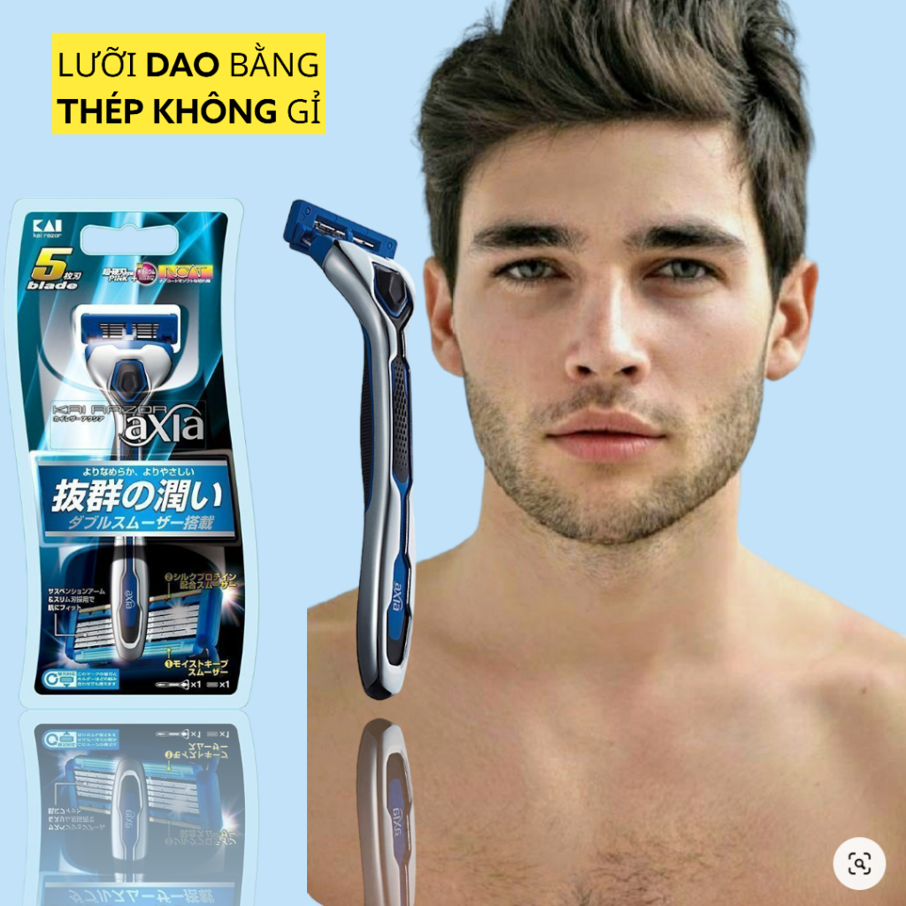 Dao Cạo Râu 5 Lưỡi Kép Kai Razor 5 Blade 0607-GA0014X4 Màu Xanh
