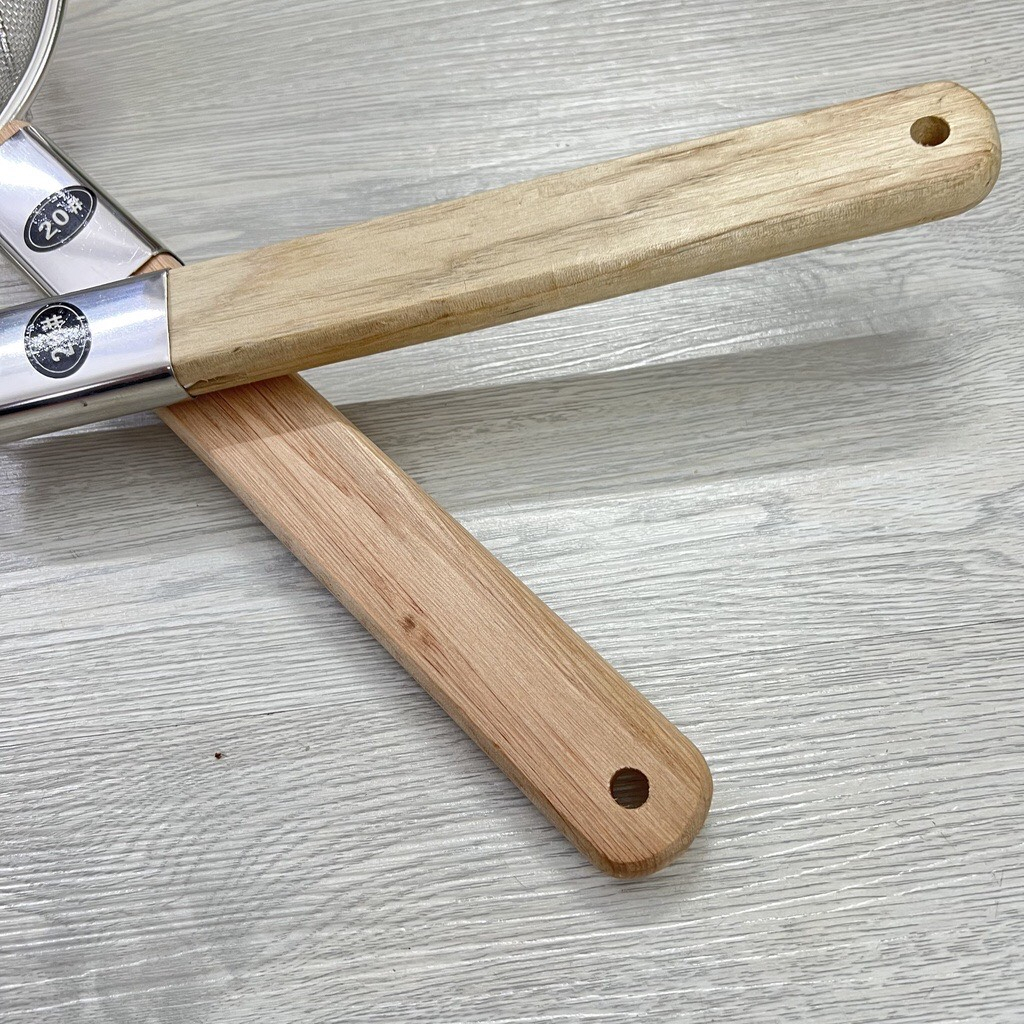 Vợt lưới cán gỗ vớt thức ăn inox  Cao Cấp  đường kính 20cm