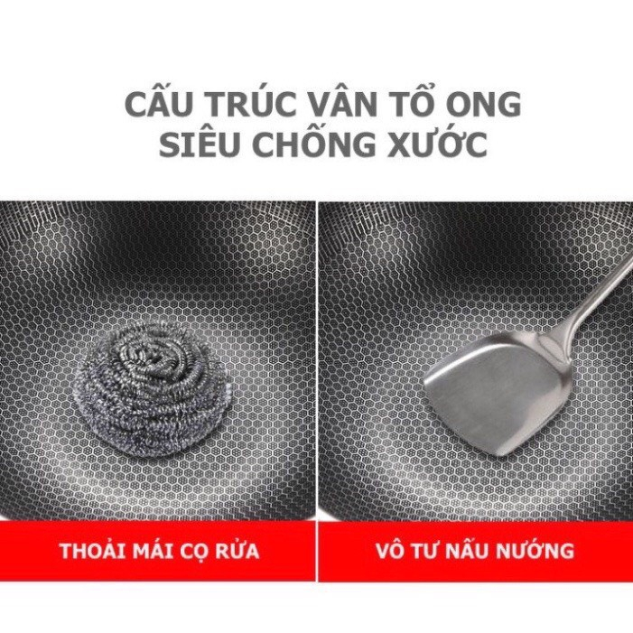 Chảo Chống Dính- Lòng Sâu- Chảo Chống Dính Vân Tổ Ong Cao Cấp 32cm