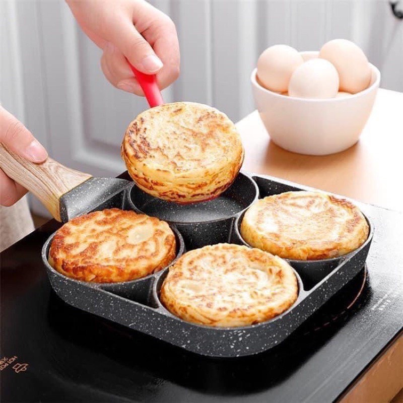 Chảo Chiên Trứng 4 ngăn Chống Dính - Chảo chống dính  ốp la 4 lỗ mini