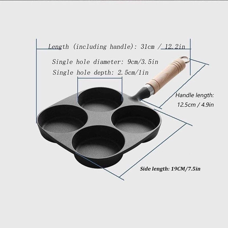 Chảo Chiên Trứng 4 ngăn Chống Dính - Chảo chống dính  ốp la 4 lỗ mini