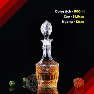 Bình  thủy tinh dáng trụ tròn trong suốt dung tích 800 ml