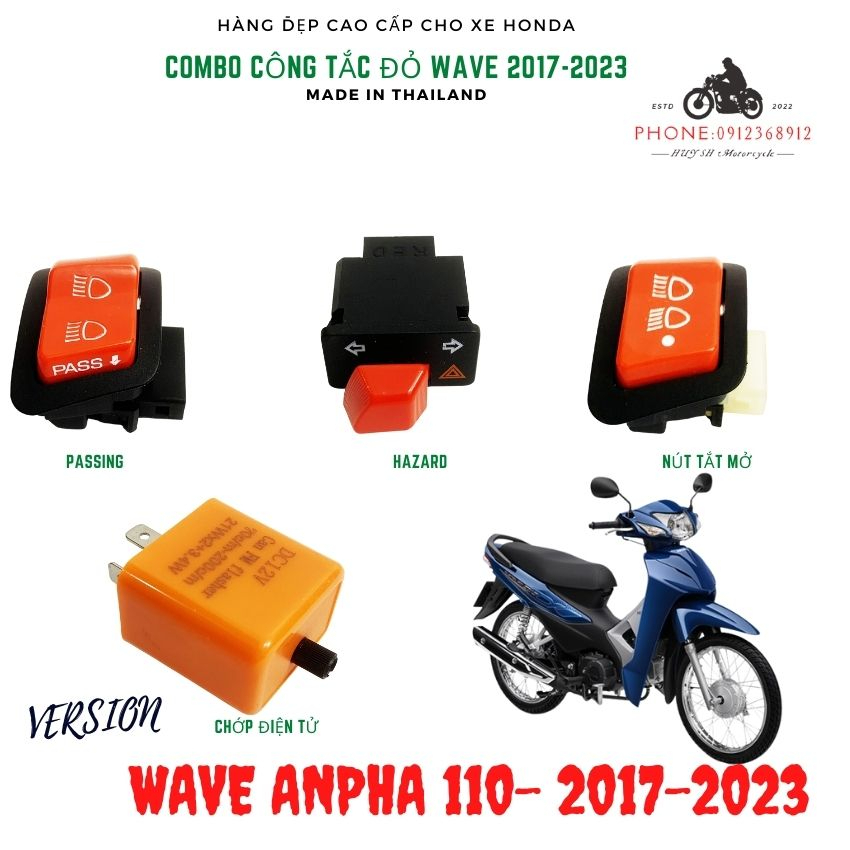 Bộ công tắc wave anpha 110, wave 2017-2023 gồm 4 món ( y hình đại diện ...