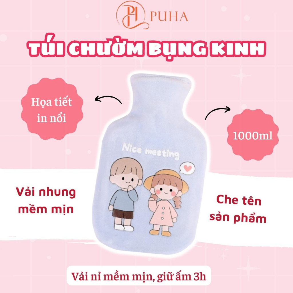 Ảnh Bộ quà tặng túi chườm bụng nóng lạnh ngày dâu PH PUHA, phiên bản gift box tâm lý 1000ml 4