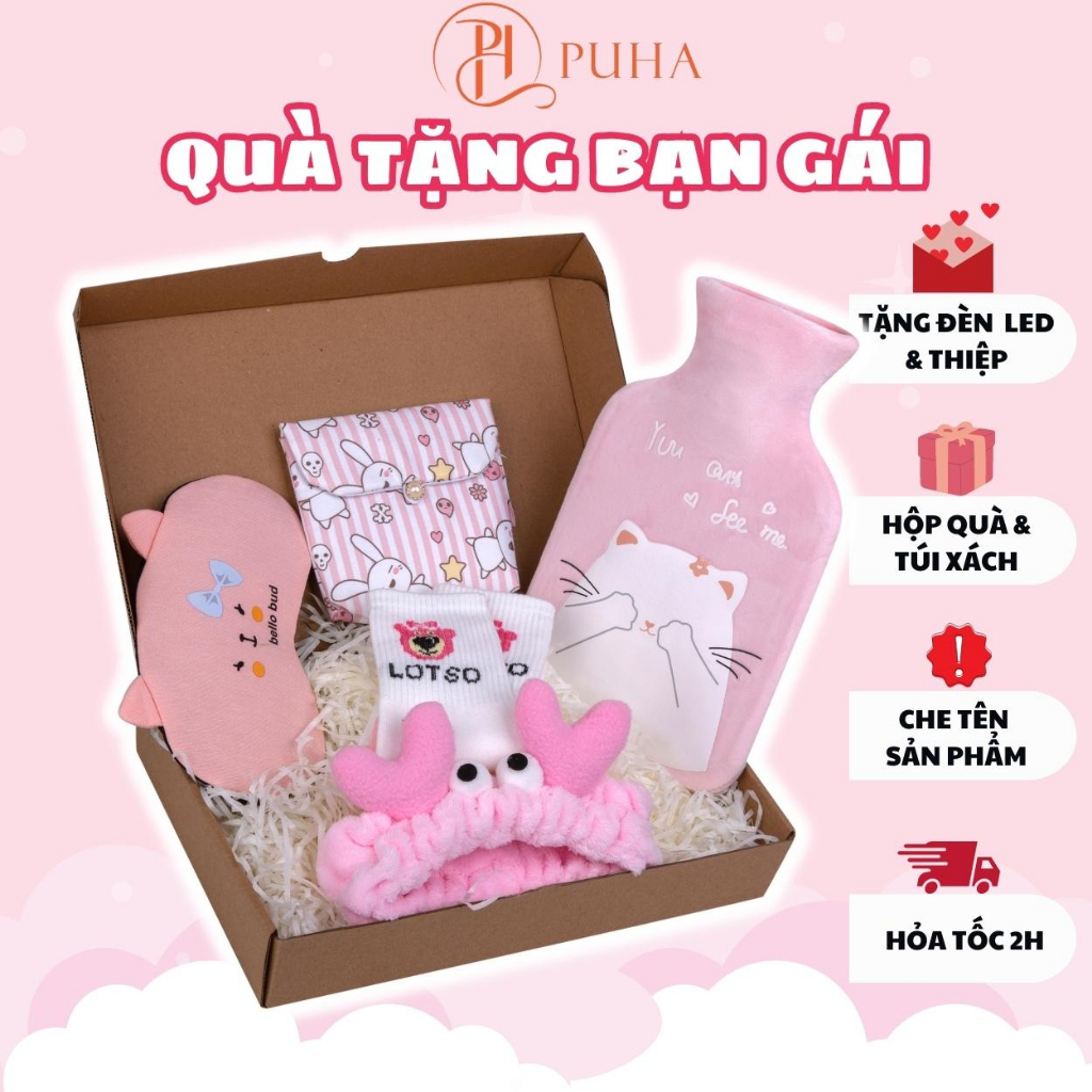 Ảnh Túi chườm bụng kinh Puha 1000ml sưởi ấm chờm nóng giảm đau phiên bản quà tặng bạn gái, người yêu nữ 1