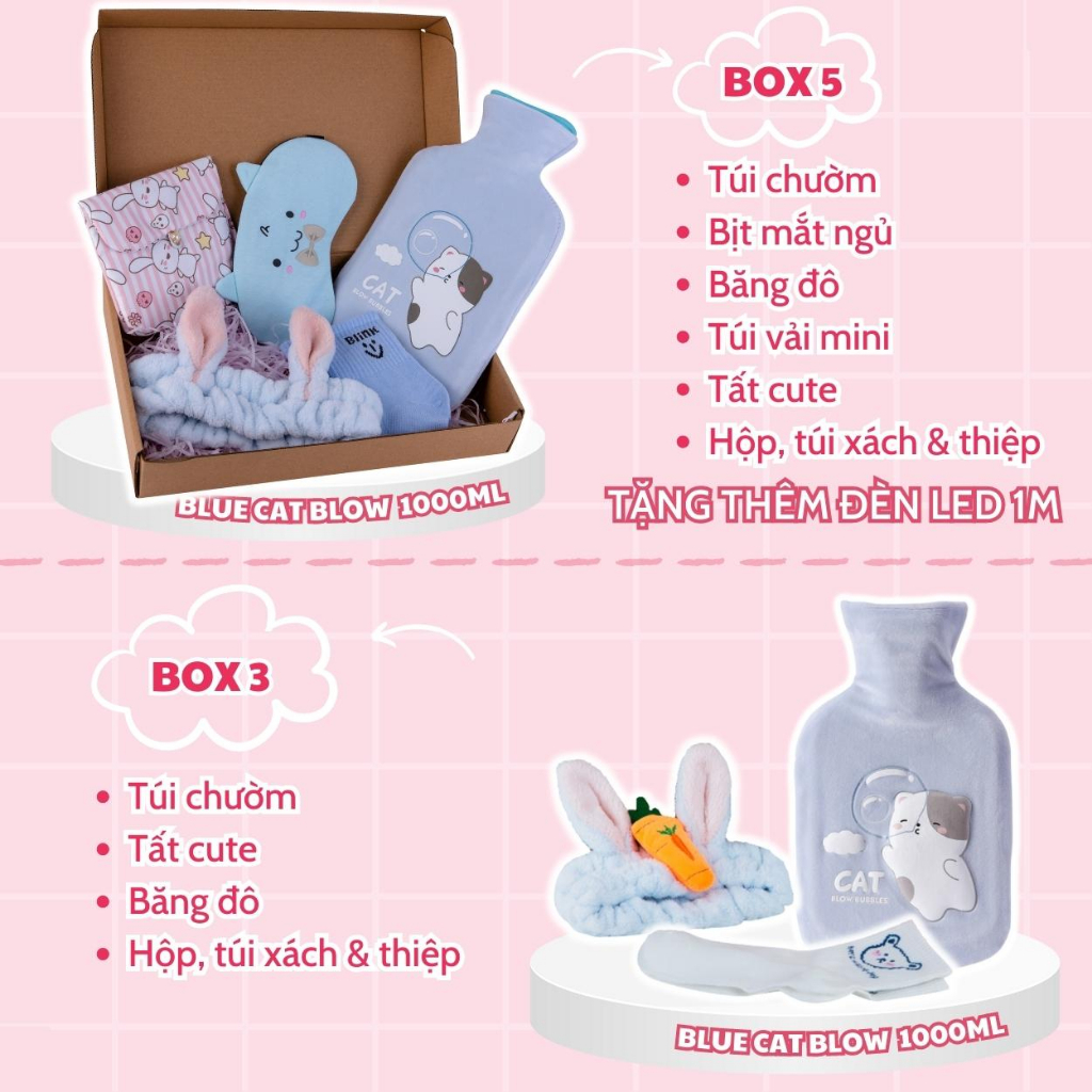 Ảnh Quà sinh nhật, túi chườm nóng giảm đau bụng kinh PUHA 1000ml dễ thương, gift box ý nghĩa tặng người yêu ngày dâu 2