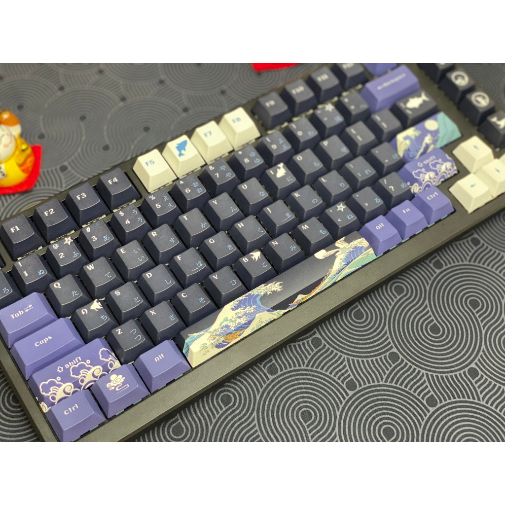 XVX Great Wave Off Kanagawa Keycap Set. 132 phím, PBT Dyesub, Cherry Profile. Keycap dành cho