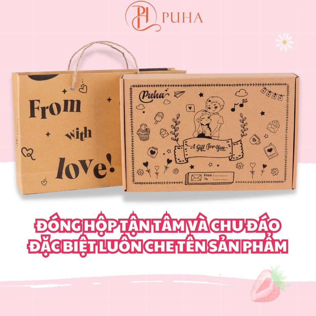 Ảnh Combo quà sinh tặng bạn gái gồm, túi chườm nóng sưởi ấm bụng kinh PUHA 1000ml kèm phụ kiện cute 3