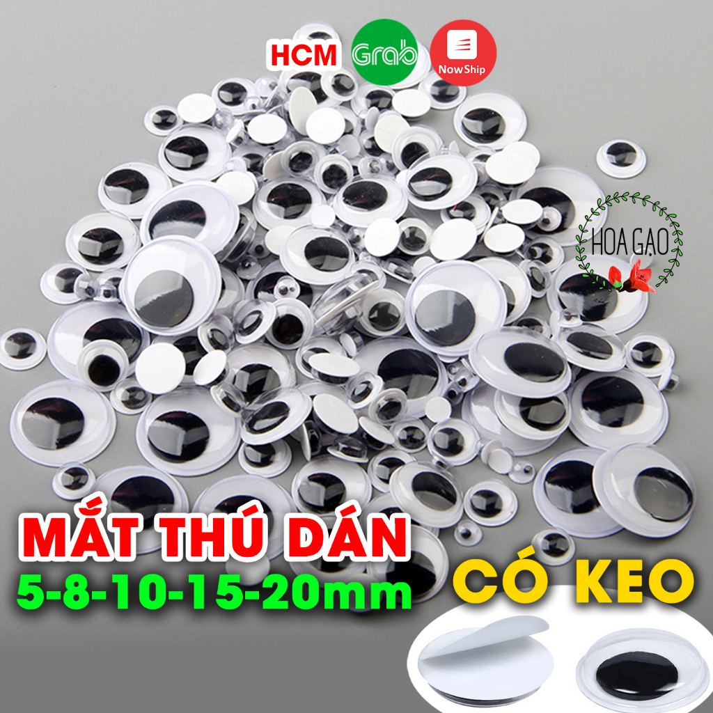 Mắt thú bông, mắt giả CÓ KEO DÁN 150 cái HOA GẠO GMD làm đồ chơi cho bé ...