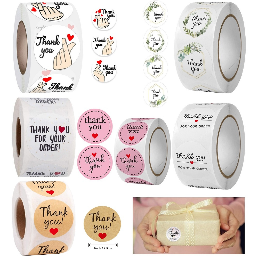 Cuộn sticker dán thank you (2 mẫu), Cuộn 500 Sticker Thank You, Nhãn ...