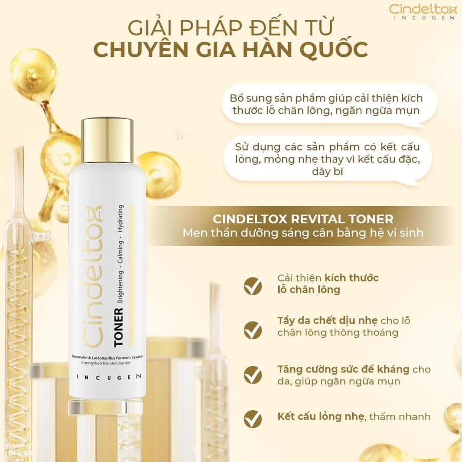 Toner Cindel tox, nước cân bằng tái tạo trắng sáng da Cindel tox Revital Toner 200ml - Út store