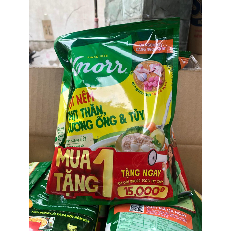 (mua 1 tặng 1) Hạt nêm Knorr thịt thăn, xương ống và tủy gói 400gr