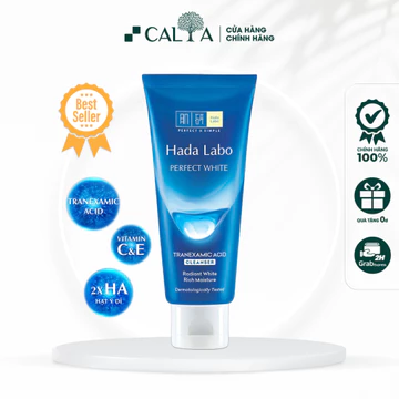 Sữa Rửa Mặt Hada Labo Màu Xanh Dương Dưỡng Trắng Tối Ưu, Giúp Da Mềm Mịn - Hada Labo Perfect White Arbutin Cleanser 80g