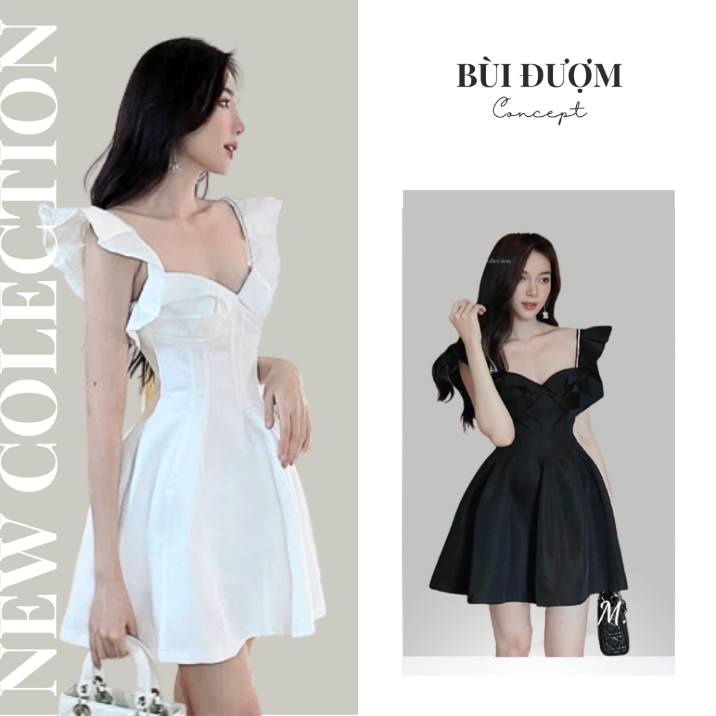 Váy đầm nữ hot trend 2023 dự tiệc tiểu thư đoan trang Bùi Đượm Concept, Đầm Tiệc Cánh Tiên Dáng Ngắn Cúp Ngực Tiểu Thư