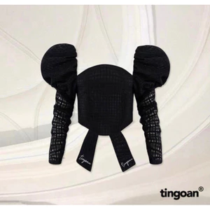 TINGOAN® - Áo crop lửng tafta bóng kính đen kẻ ô tay bồng dài điệu VALENTINE'S DAY TOP/BL