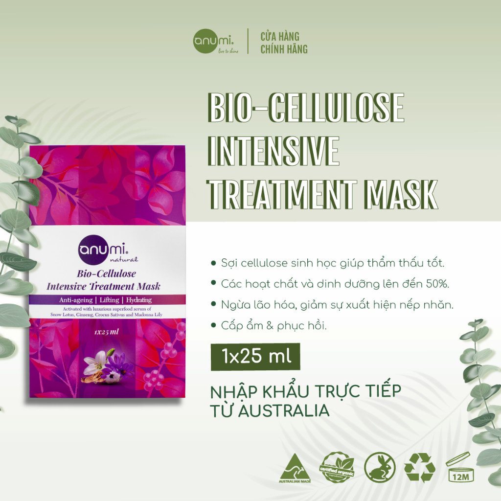 Mặt Nạ Peptide Cấp Ẩm & Chống Lão Hóa Từ Cellulose Sinh Học Anumi Bio ...