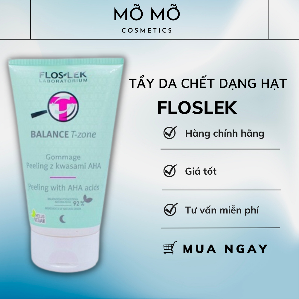 Tẩy da chết dạng hạt BALANCE T ZONE Gommage Peeling AHA acids Floslek Mỡ Mỡ Cosmetics