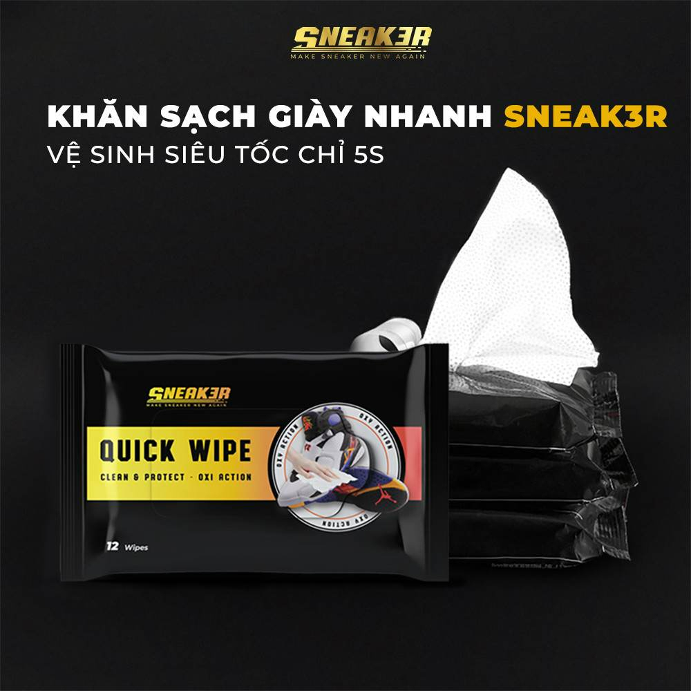 Bộ phụ kiện chăm sóc giầy dép Shoes 2h Sneaker 3 món gồm bình sịt, bàn chải đánh và 1 gói 32 khăn.