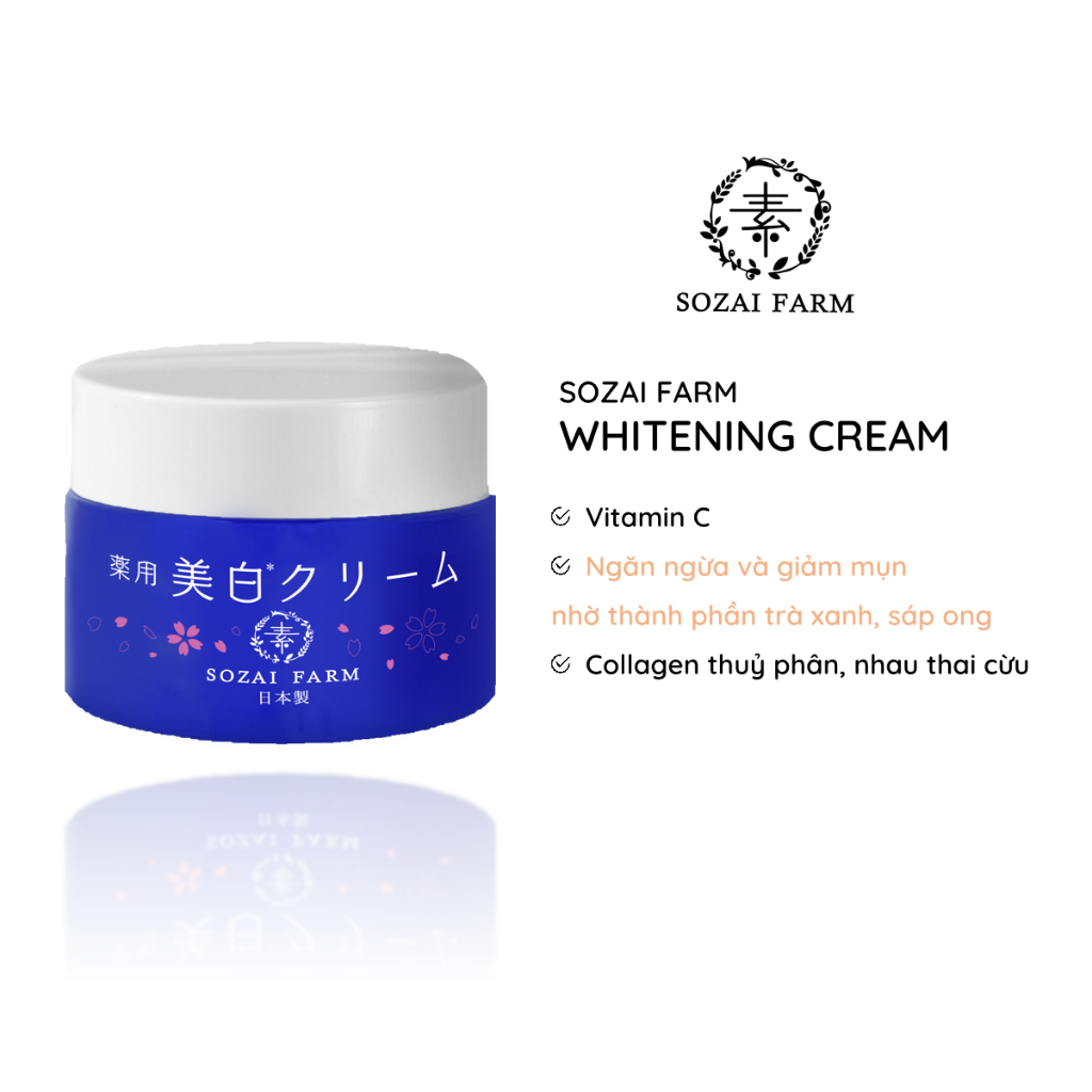 [Mã BMLTA35 giảm đến 35K đơn 99K] Kem dưỡng trắng da whitening cream Sozai Farm Nhật Bản 300g